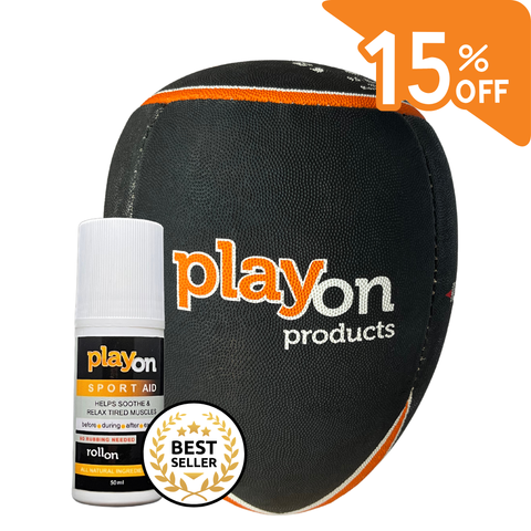 PlayOn Products Bundle and save 15% PlayOn SPORT AID RollOn 50ml and Playon Products Rebounderball. Maximise your training and muscle recovery, by enhancing your hand-eye coordination and accuracy, as well as effective muscle relief for muscle recovery post training. 